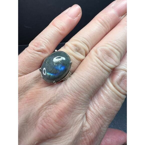 NEW Labradorite stainless steel ring size 7 - Picture 3 of 16